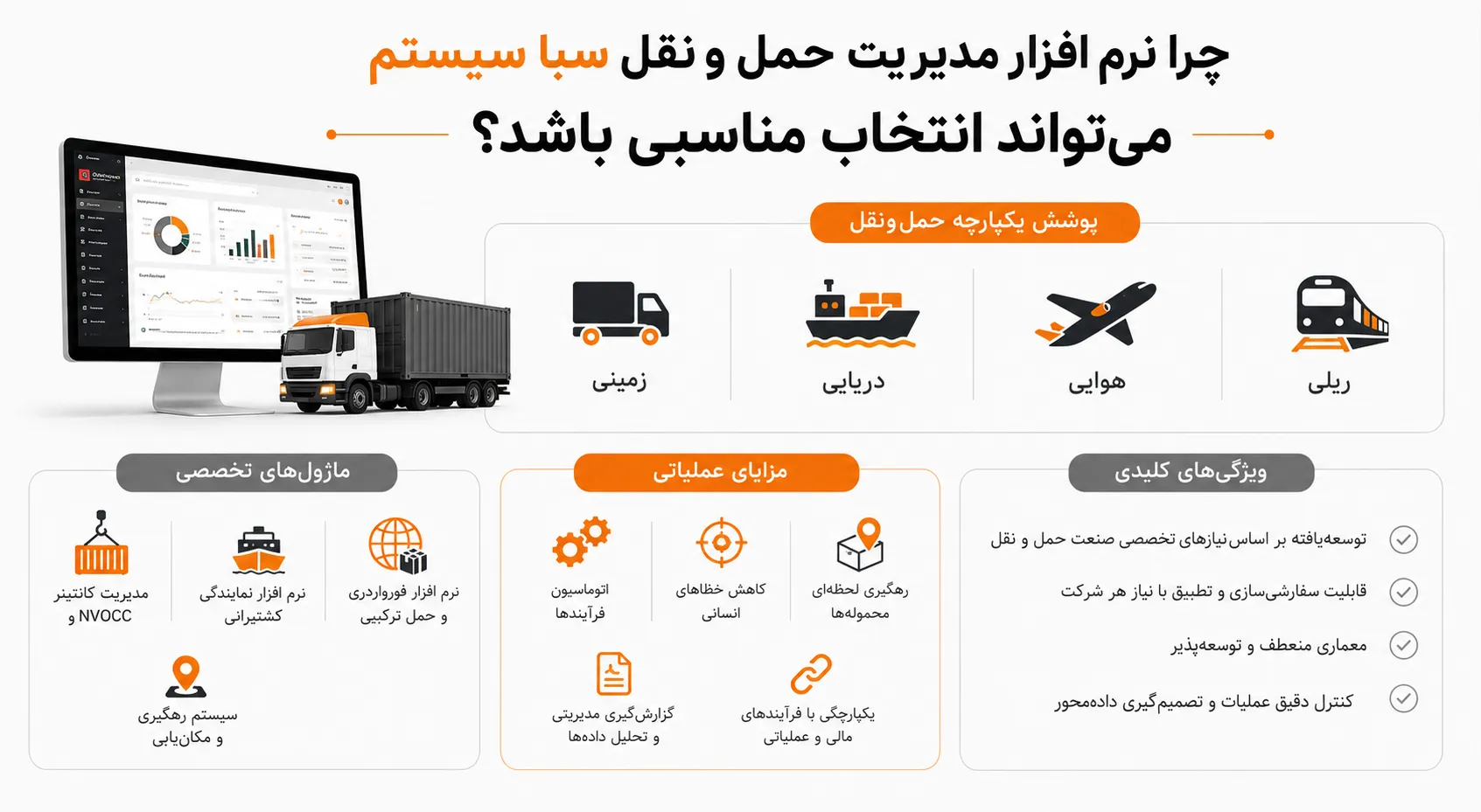 راهنمای انتخاب بهترین نرم افزار مدیریت حمل و نقل (TMS) 4 چرا نرم افزار مدیریت حمل و نقل سبا سیستم میتواند انتخاب مناسبی باشد؟