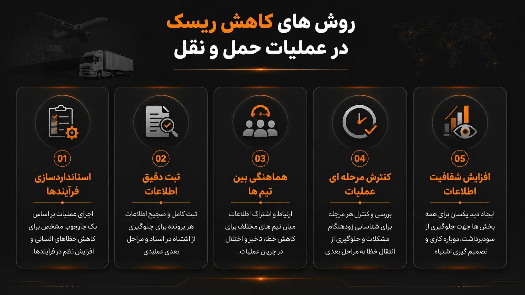 روش‌های کاهش ریسک در عملیات حمل و نقل