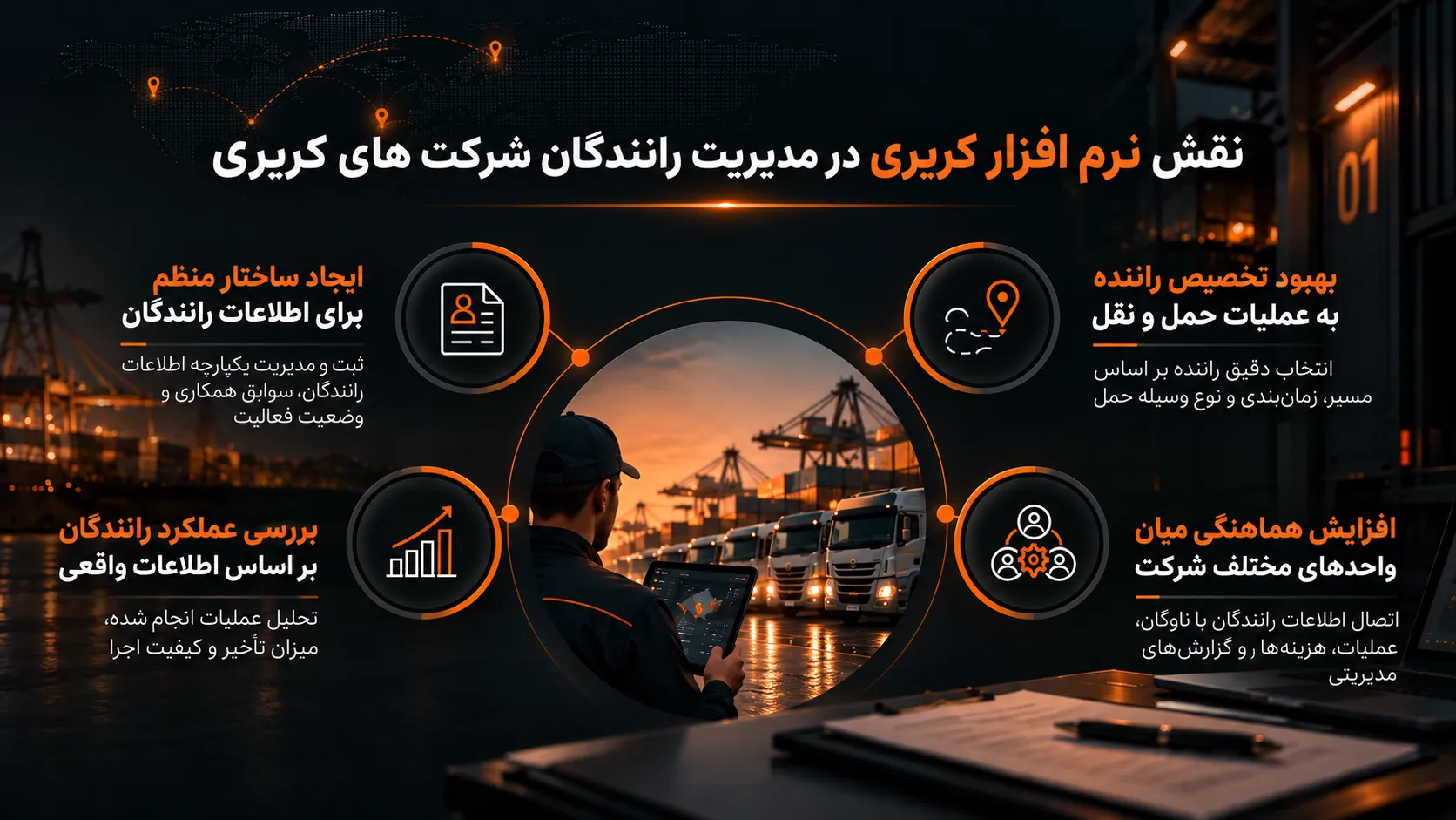 مدیریت رانندگان شرکت های کریری چگونه انجام میشود؟ 2 نقش نرم افزار کریری در مدیریت رانندگان شرکت های کریری